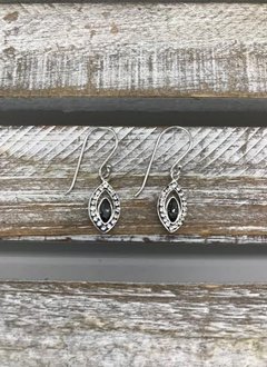 Sterling Silver Dangle Earrings with Marquise Shape and Gray Swarovski Crystal