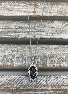 Sterling Silver Marquise Pendant with Gray Swarovski Crystal Necklace