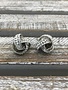 Sterling Silver Love Knot Stud Earrings, with Clear Swarovski Crystals