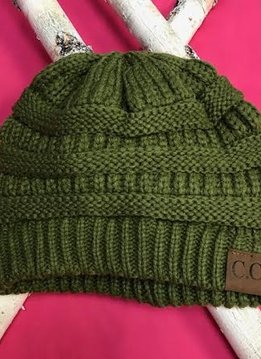 Olive Knit Beanie Winter Hat