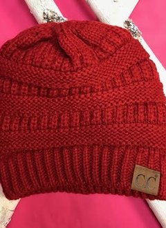 Red Knit Beanie Winter Hat