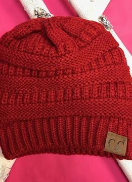 Red Knit Beanie Winter Hat