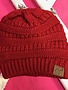 Red Knit Beanie Winter Hat