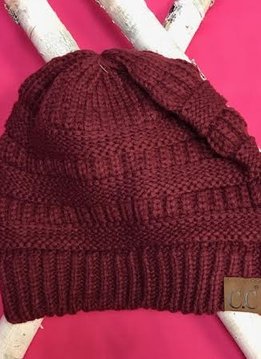 Burgundy Knit Beanie Winter Hat