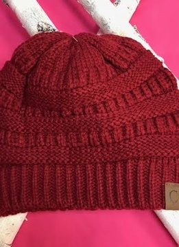 Maroon Knit Beanie Winter Hat