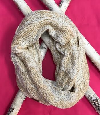Ivory and Gold Metallic Infinity Scarf