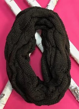 Brown Knit Winter Infinity Scarf