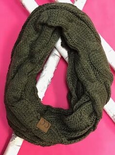 New Olive Knit Winter Infinity Scarf