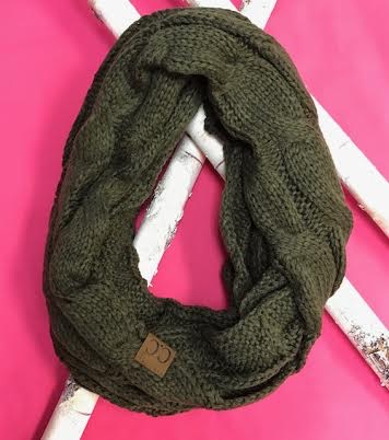 New Olive Knit Winter Infinity Scarf
