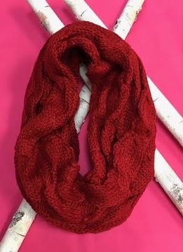 Red Knit Winter Infinity Scarf