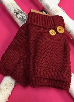 Burgundy Knit Open Finger Glove with Cover