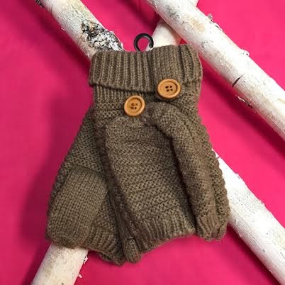 Taupe Knit Open Finger Glove with Cover