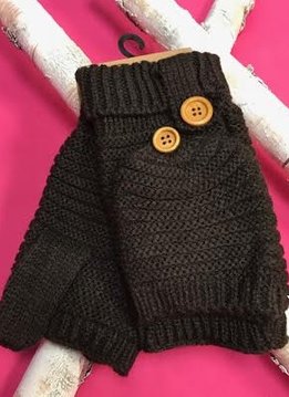 Brown Knit Open Finger Glove with Cover