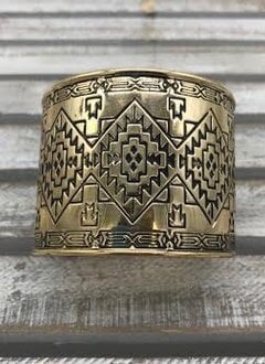 Gold Cuff Bracelet with an Intricate Design