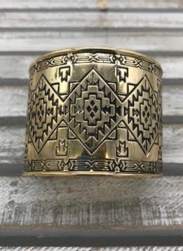 Gold Cuff Bracelet with an Intricate Design