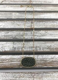 Gold Necklace with Green Pendant