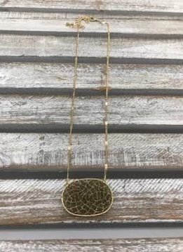 Gold Necklace with Light Brown Pendant