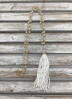 White and Gold Pearl Tassel Necklace