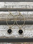 Gold Dangling Hoop Earring with a Black Stone