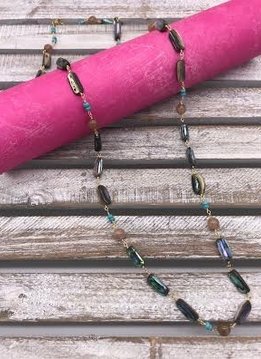 Abalone Beads on a Gold Necklace
