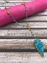 Turquoise and Blue Crystal Rock Arrow Pendant Necklace