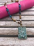 Large Jasper Pendant on a Blue and Brown Beaded Necklace