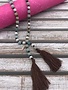 Amazonite and Pearl Tassel Necklace