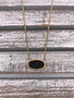 Black Druzy Pendant Gold Necklace