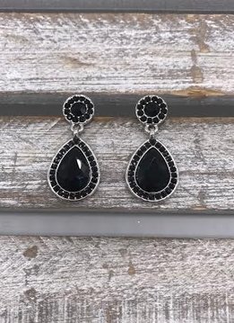 Black Oval Statement Earrings