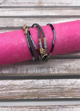 Gray Wrap Bracelet with a Magnetic Clasp