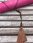 Brown Seed Bead Long Tassel Necklace