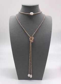 Czech Crystals Champagne and Pearl Lariat