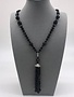 Black Crystal Necklace with Removable Tassel
