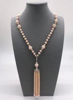 Blush Crystal Necklace with a Removable Tassel