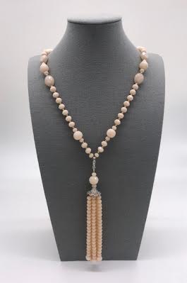 Blush Crystal Necklace with a Removable Tassel
