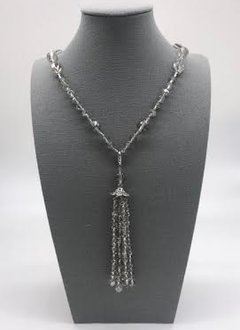 Silver Crystal Necklace with a Removable Tassel