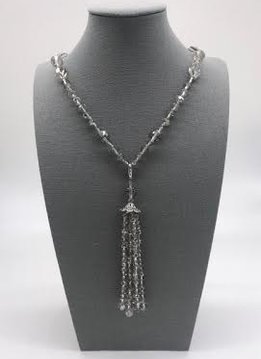 Silver Crystal Necklace with a Removable Tassel