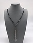 Gray Beaded Necklace with Tassel