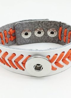 White and Orange Chevron Snap Bracelet