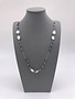 Blue Kyanite Long Necklace wth Flsttened Mother of Pearl
