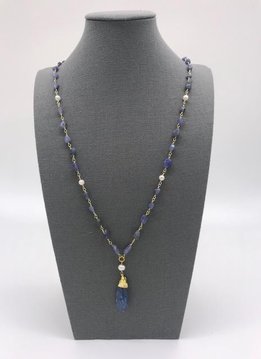 Blue Kyanite Necklace in Gold