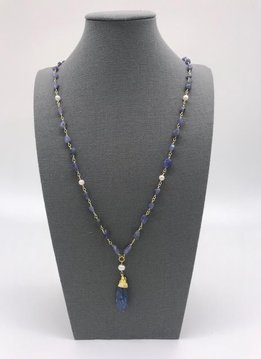 Blue Kyanite Necklace in Gold