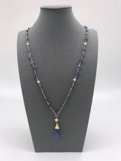 Blue Kyanite Necklace in Gold