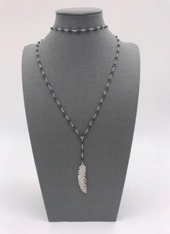Black Seed Bead with Feather Pendant and a Choker