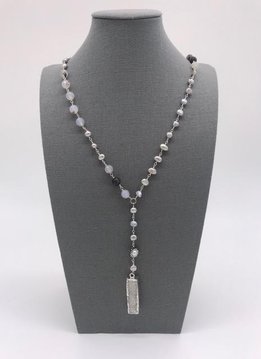 Gray Pearl with White Druzy Pendant