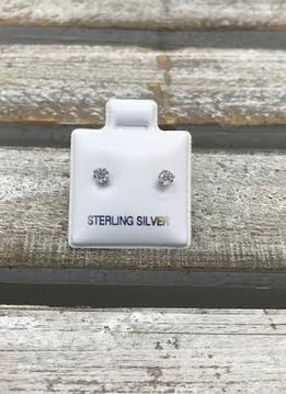 Sterling Silver Cubic Zirconia Stud 3mm Earring