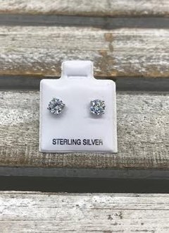 Sterling Silver Cubic Zirconia 5mm Stud Earrings