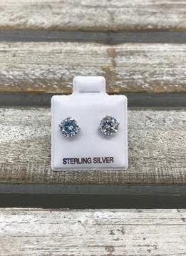 Sterling Silver Cubic Zirconia 6mm Stud Earrings
