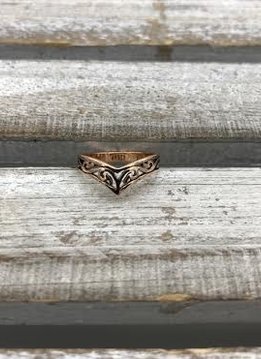 Sterling Silver Rose Gold Plated Filigree Chevron Ring