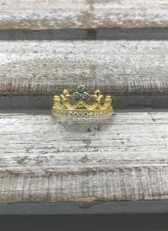 Sterling Silver Yellow Gold Plated Crown Ring